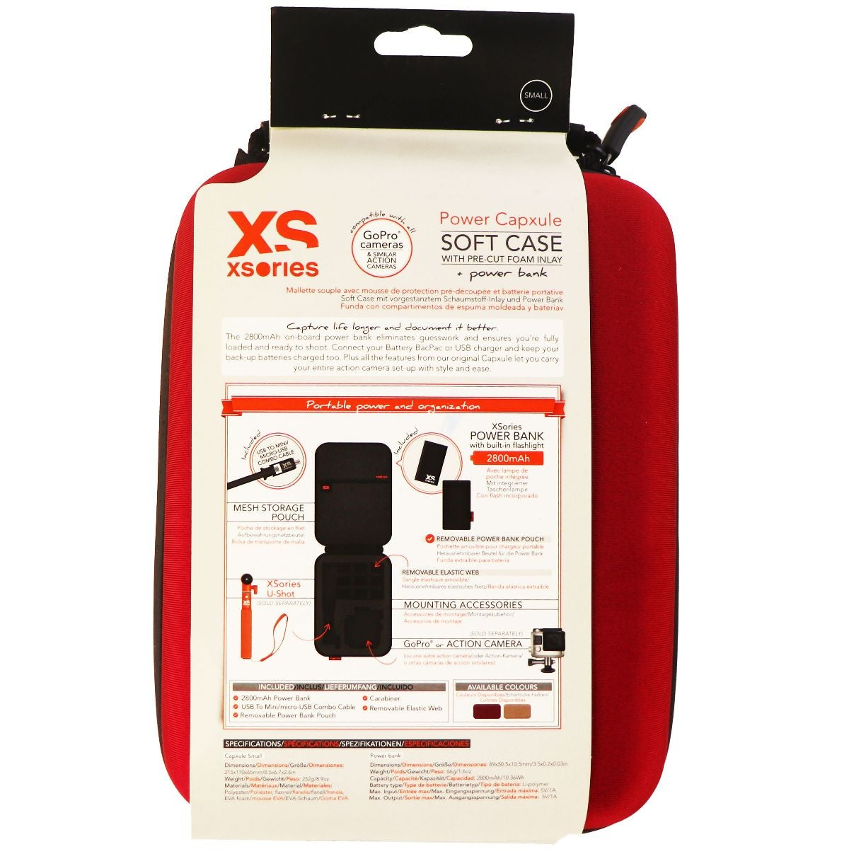 XSories Power Capxule Soft Case with Pre-Cut Foam Inlay for GoPro Cameras - Red Digital Camera - Cases, Bags & Covers XSories    - Simple Cell Bulk Wholesale Pricing - USA Seller