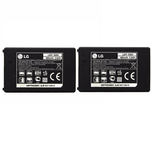 KIT 2x LG LGIP-340N 950 mAh Replacement Battery for LG GR500 Rumor 2 Tritan Cell Phone - Batteries LG    - Simple Cell Bulk Wholesale Pricing - USA Seller