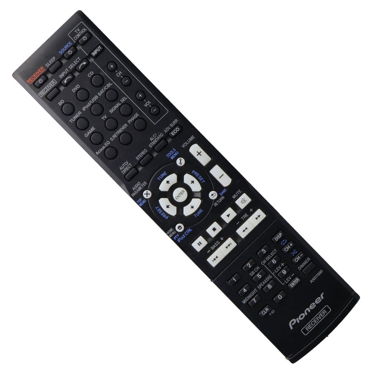 Pioneer Remote Control (AXD7690) for Select Pioneer AV Receivers - Black TV, Video & Audio Accessories - Remote Controls Pioneer    - Simple Cell Bulk Wholesale Pricing - USA Seller