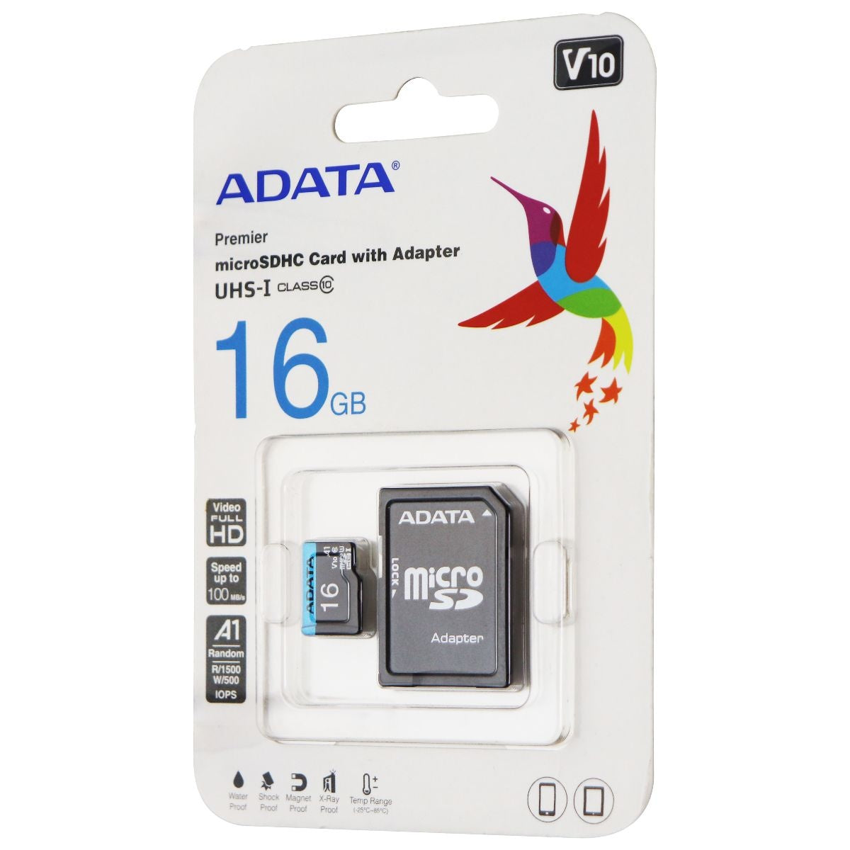 ADATA Premier (16GB) MicroSDHC/SDXC UHS-I Class 10 V10 A1 Memory Card 100 MB/s Digital Camera - Memory Cards ADATA    - Simple Cell Bulk Wholesale Pricing - USA Seller