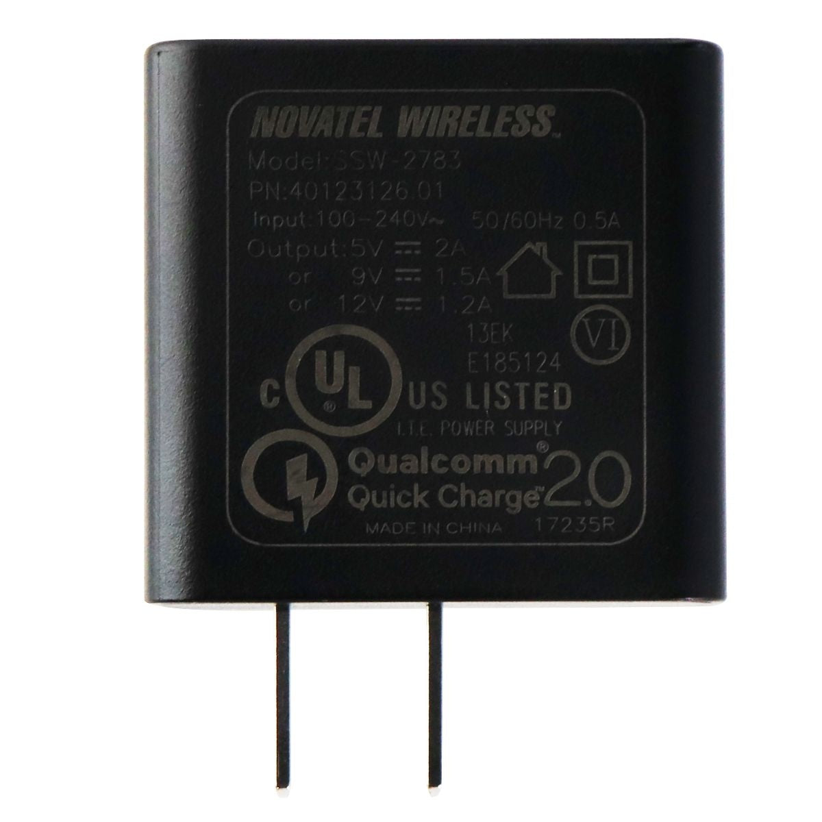 Novatel QualComm QC 2.0 Wall Charger Single USB Adapter - Black (SSW-2783) Cell Phone - Chargers & Cradles Novatel Wireless    - Simple Cell Bulk Wholesale Pricing - USA Seller