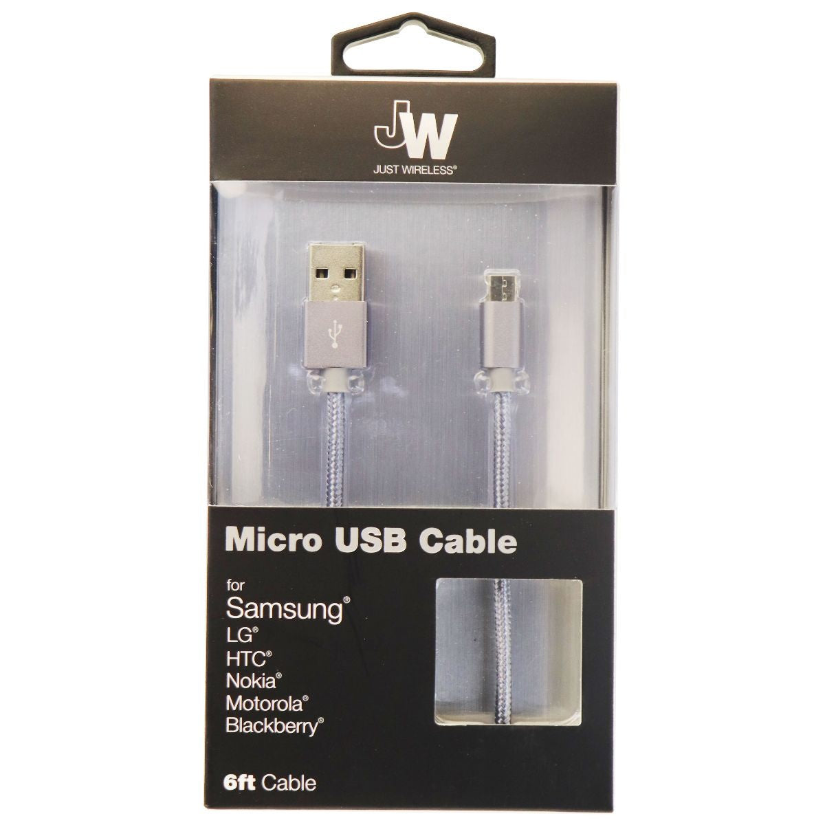 Just Wireless (JPA641IT) 6Ft Charge and Sync Cable for Micro USB Devices - Gray Cell Phone - Cables & Adapters Just Wireless    - Simple Cell Bulk Wholesale Pricing - USA Seller