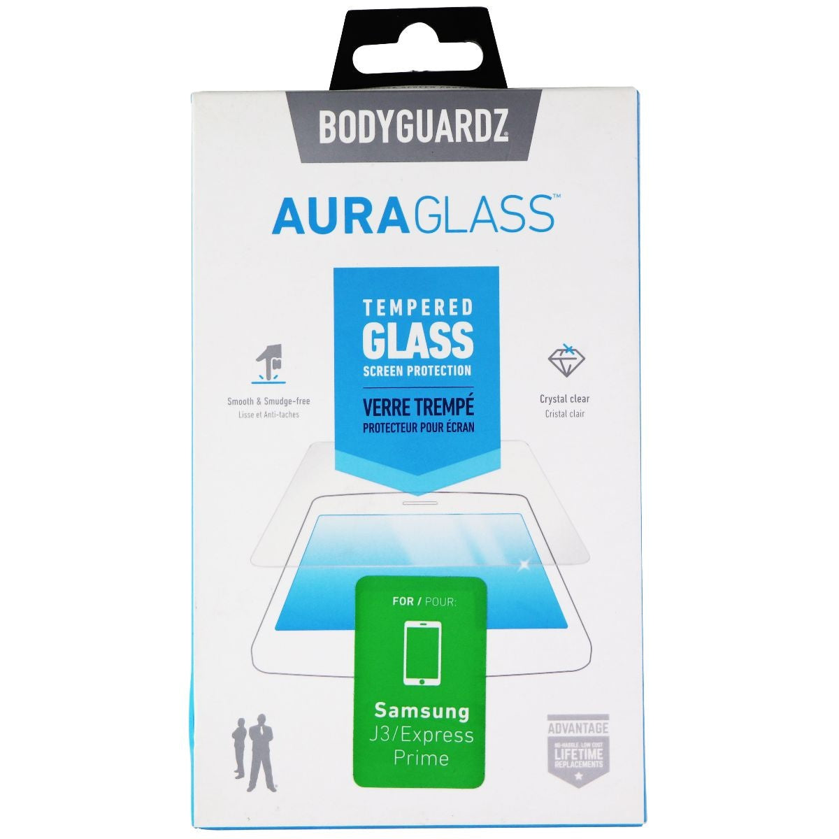BodyGuardz AuraGlass Screen Protector for Samsung Galaxy J3/Express Prime Cell Phone - Screen Protectors BODYGUARDZ    - Simple Cell Bulk Wholesale Pricing - USA Seller