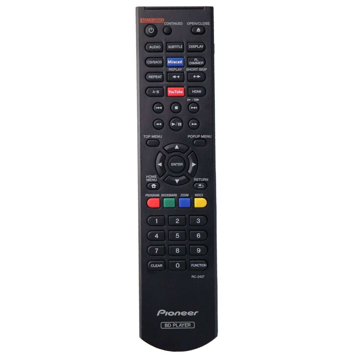 Pioneer Remote (RC-2427) for Select Pioneer Blu-Ray Disc Players - Black TV, Video & Audio Accessories - Remote Controls Pioneer    - Simple Cell Bulk Wholesale Pricing - USA Seller