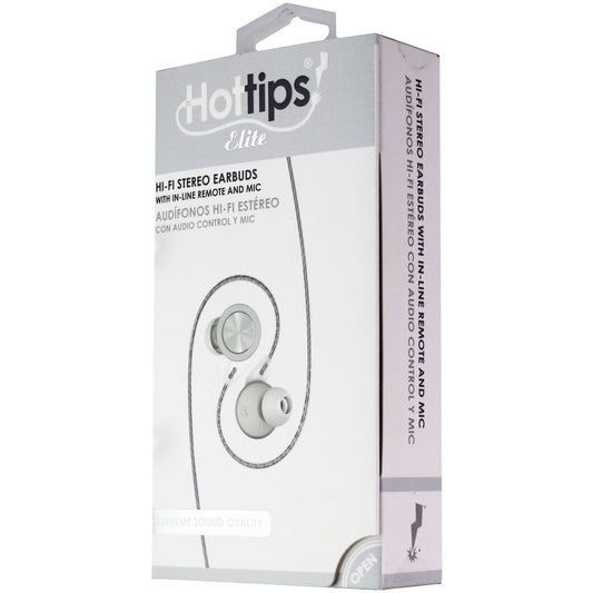 Hottips Elite Wired 3.5mm Hi-Fi Stereo EarBuds with In-line Remote/Mic - Silver Portable Audio - Headphones Hottips    - Simple Cell Bulk Wholesale Pricing - USA Seller