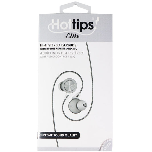 Hottips Elite Wired 3.5mm Hi-Fi Stereo EarBuds with In-line Remote/Mic - Silver Portable Audio - Headphones Hottips    - Simple Cell Bulk Wholesale Pricing - USA Seller