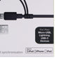 PureGear 4ft Charge-Sync Cable with USB-C, Micro USB, & Apple Adapter - Black Cell Phone - Cables & Adapters PureGear    - Simple Cell Bulk Wholesale Pricing - USA Seller