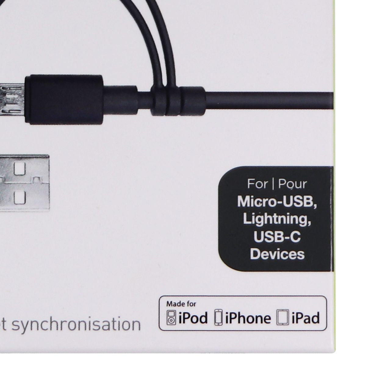 PureGear 4ft Charge-Sync Cable with USB-C, Micro USB, & Apple Adapter - Black Cell Phone - Cables & Adapters PureGear    - Simple Cell Bulk Wholesale Pricing - USA Seller