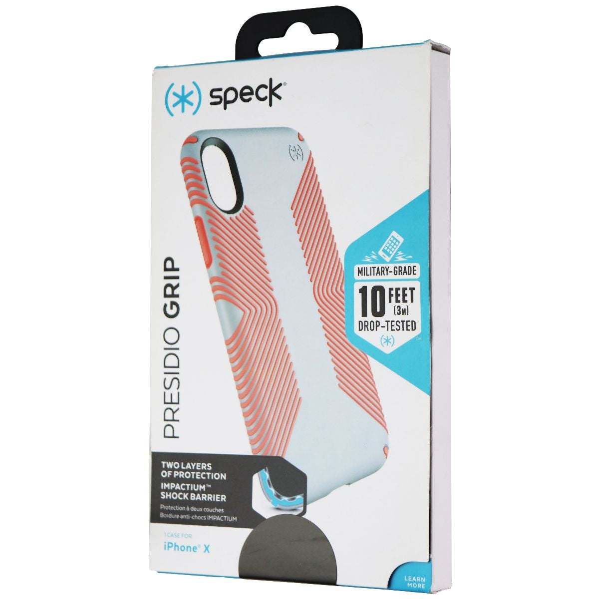 Speck Presidio Grip Hybrid Case for Apple iPhone Xs/X - Dove Gray/Tart Pink Cell Phone - Cases, Covers & Skins Speck    - Simple Cell Bulk Wholesale Pricing - USA Seller