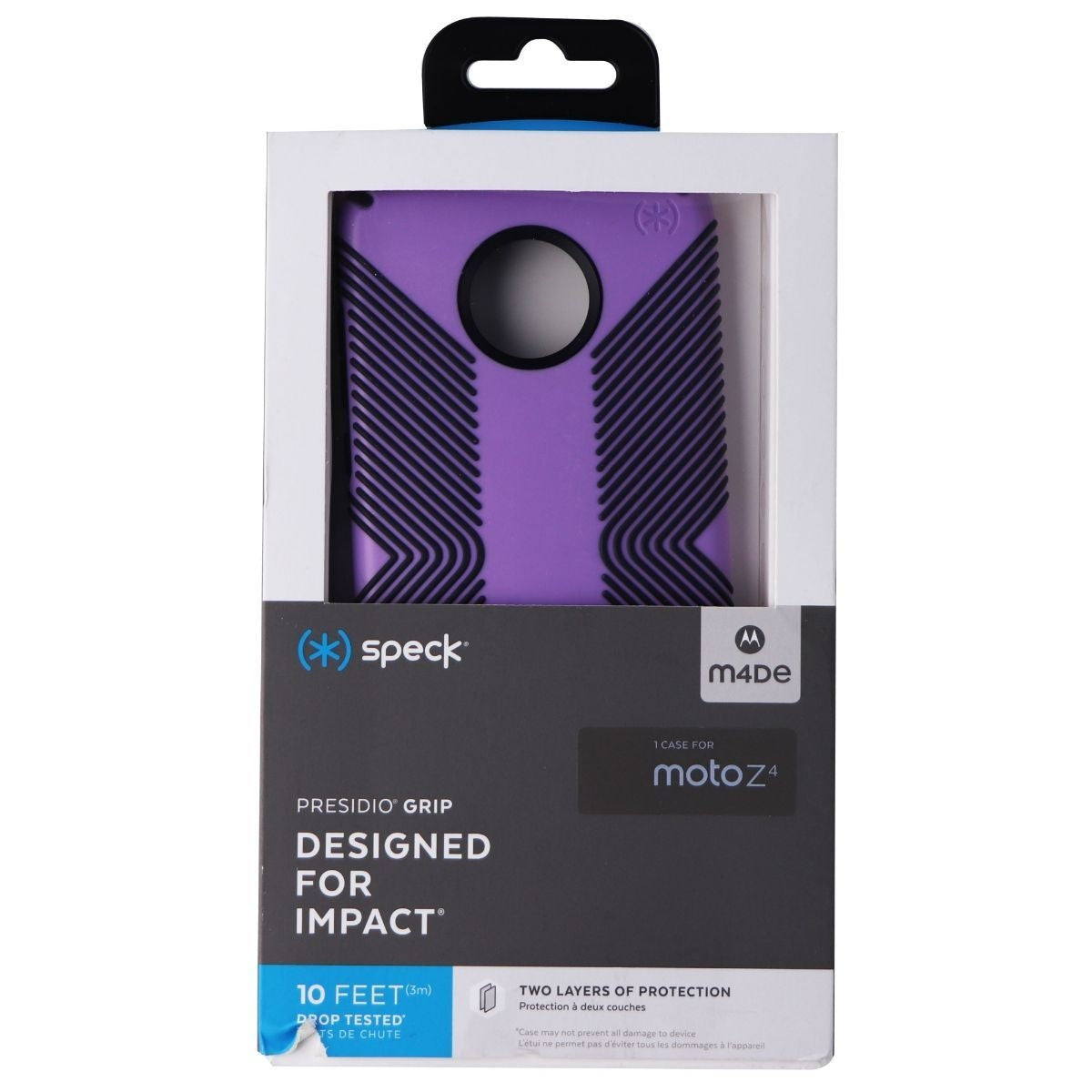 Speck Presidio Grip Series Hybrid Case for Moto Z4 - Jelly Purple/Charcoal Grey Cell Phone - Cases, Covers & Skins Speck    - Simple Cell Bulk Wholesale Pricing - USA Seller