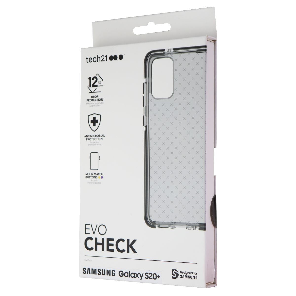 Tech21 Evo Check Series Gel Case for Samsung Galaxy S20+ (Plus) 5G- Smokey Black Cell Phone - Cases, Covers & Skins Tech21    - Simple Cell Bulk Wholesale Pricing - USA Seller