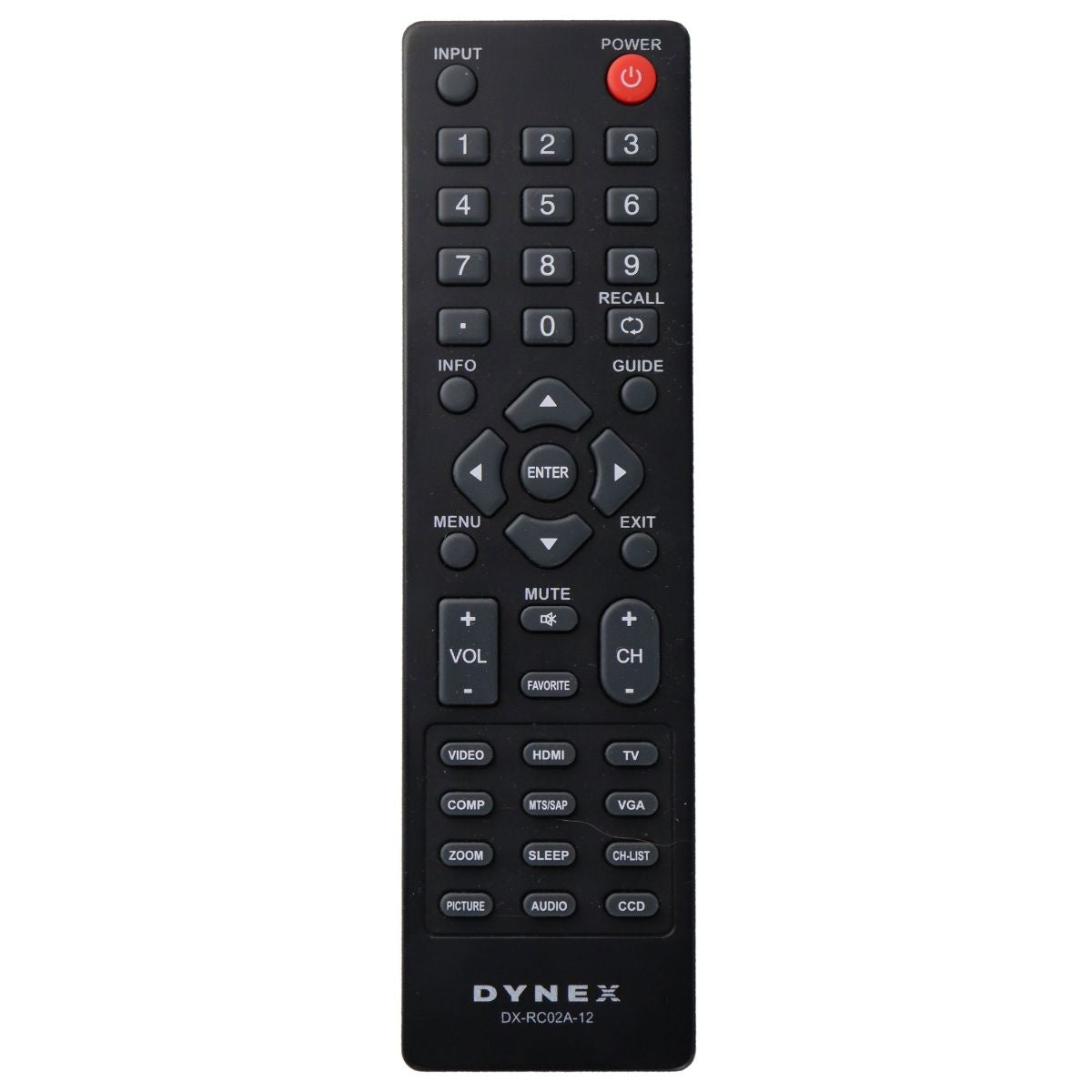 Dynex Remote (DX-RC02A-12) for Select Dynex TVs - Black TV, Video & Audio Accessories - Remote Controls Dynex    - Simple Cell Bulk Wholesale Pricing - USA Seller
