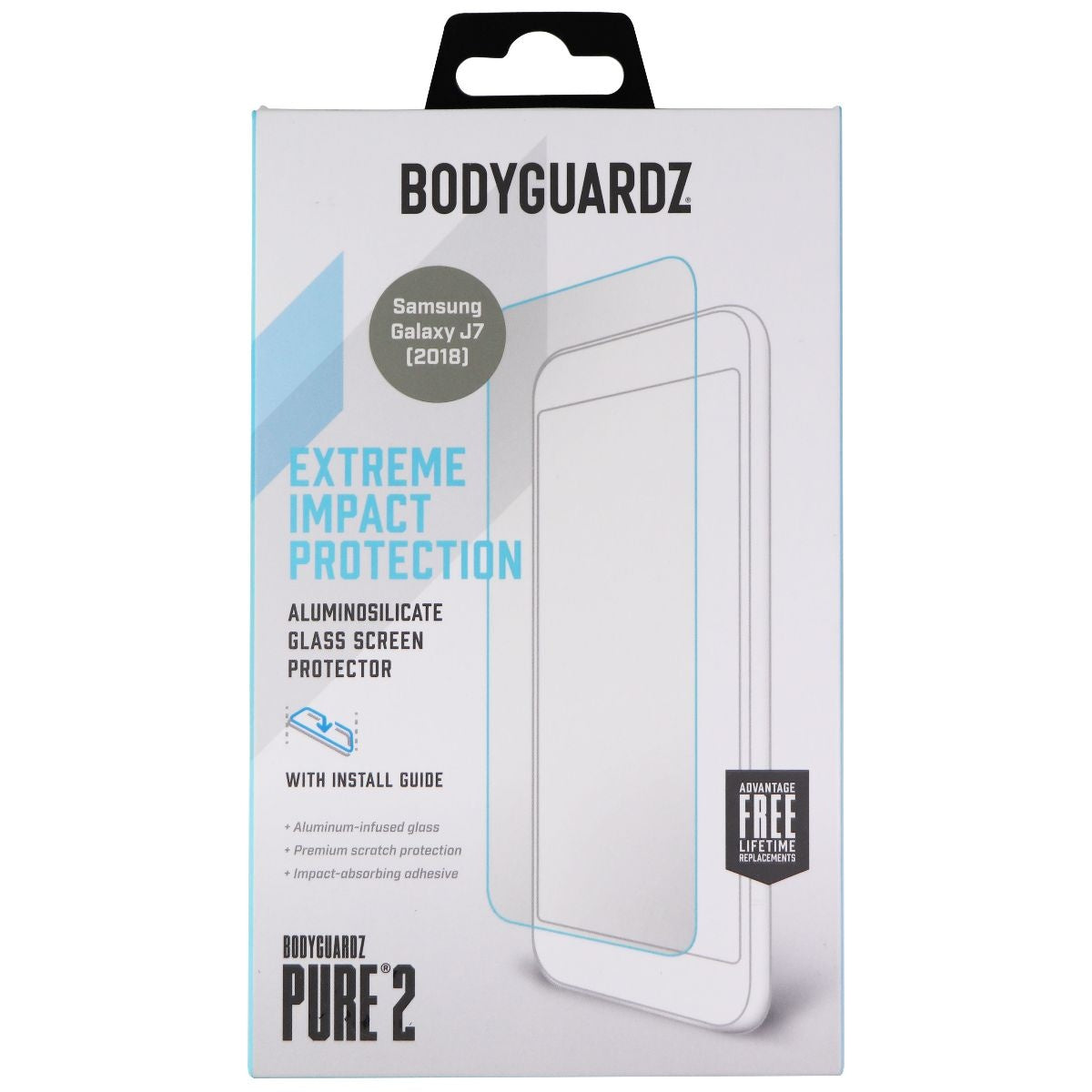BodyGuardz Pure 2 Screen Protector for Samsung Galaxy J7 (2018) - Clear Cell Phone - Screen Protectors BODYGUARDZ    - Simple Cell Bulk Wholesale Pricing - USA Seller