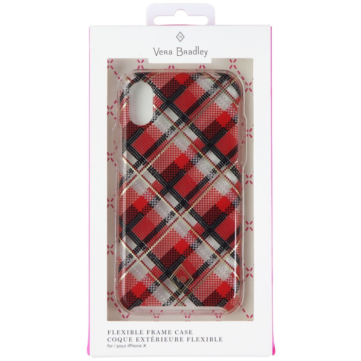 Vera Bradley Flexible Frame Case for Apple iPhone XS / iPhone X - Red Grid Cell Phone - Cases, Covers & Skins Vera Bradley    - Simple Cell Bulk Wholesale Pricing - USA Seller
