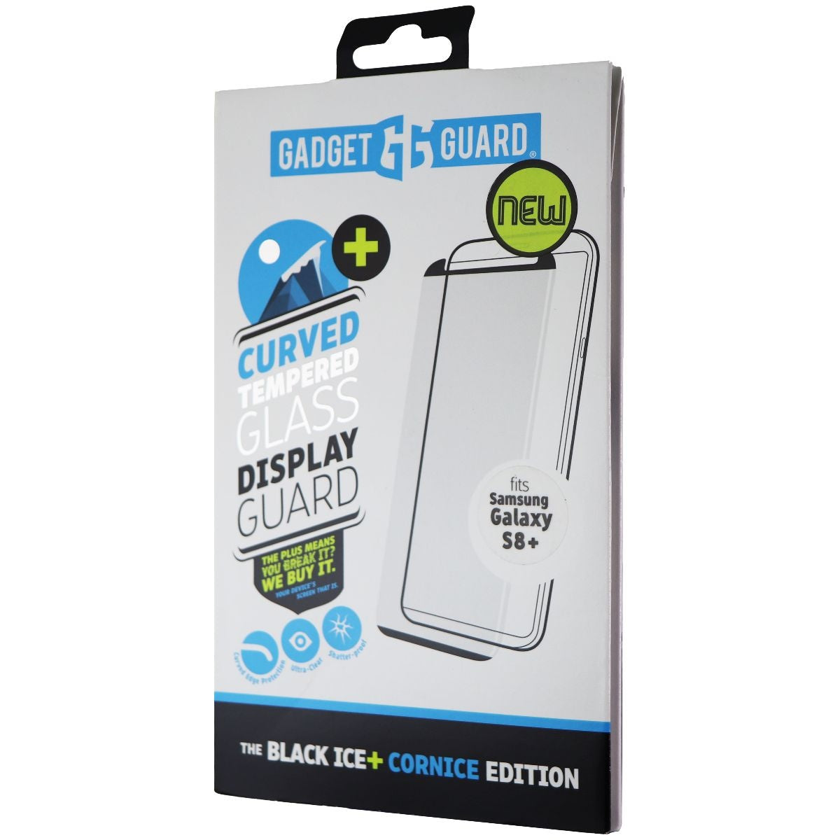 Gadget Guard (Black Ice+) Cornice Curved Tempered Glass for Samsung Galaxy (S8+) Cell Phone - Screen Protectors Gadget Guard    - Simple Cell Bulk Wholesale Pricing - USA Seller
