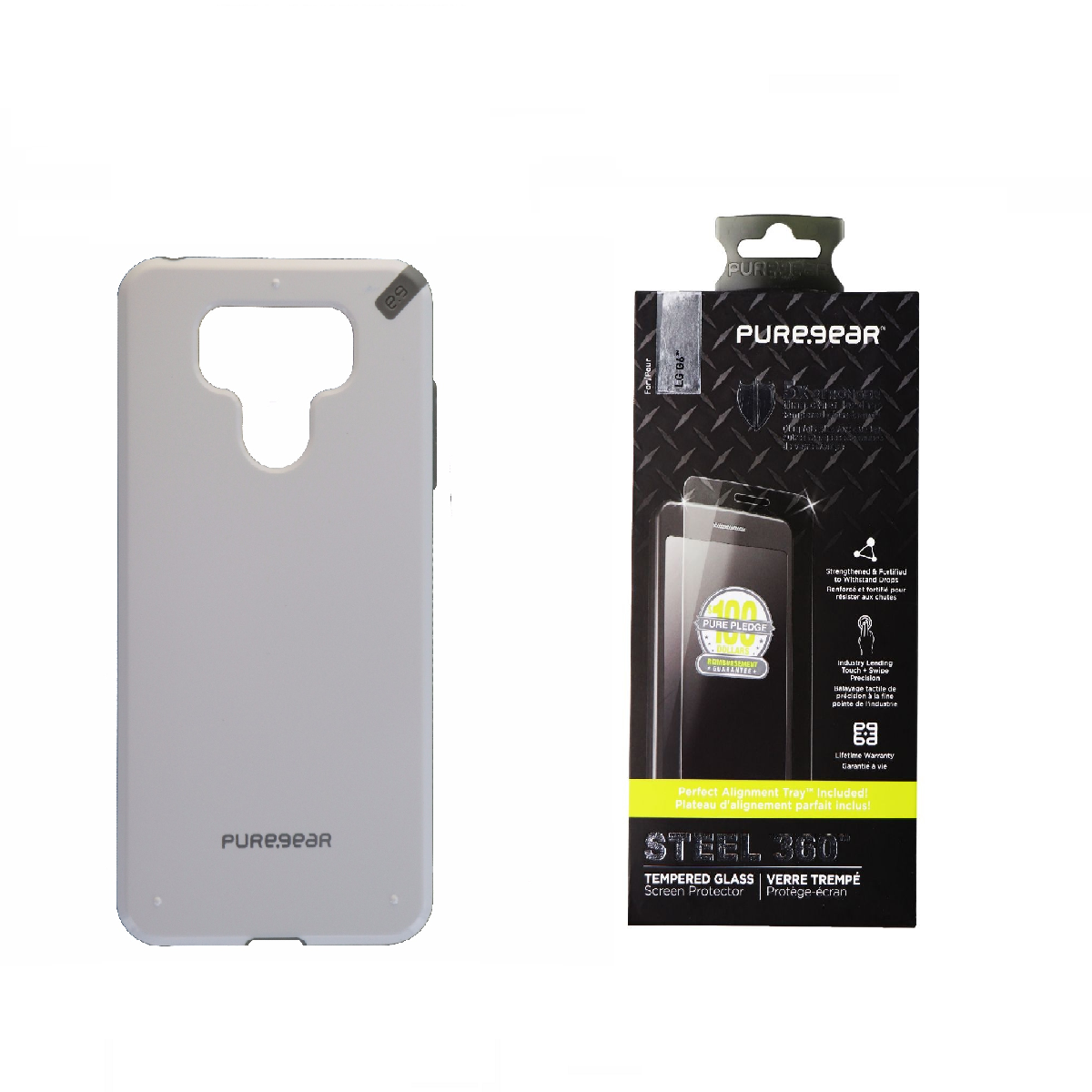PureGear White / Gray Slim Shell Case + Steel 360 Screen Protector KIT for LG G6 Cell Phone - Cases, Covers & Skins PureGear    - Simple Cell Bulk Wholesale Pricing - USA Seller