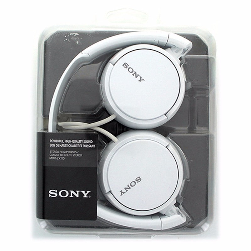 Sony High Quality Sound Stereo Headphones White *MDR-ZX110/WC Portable Audio - Headphones Sony    - Simple Cell Bulk Wholesale Pricing - USA Seller