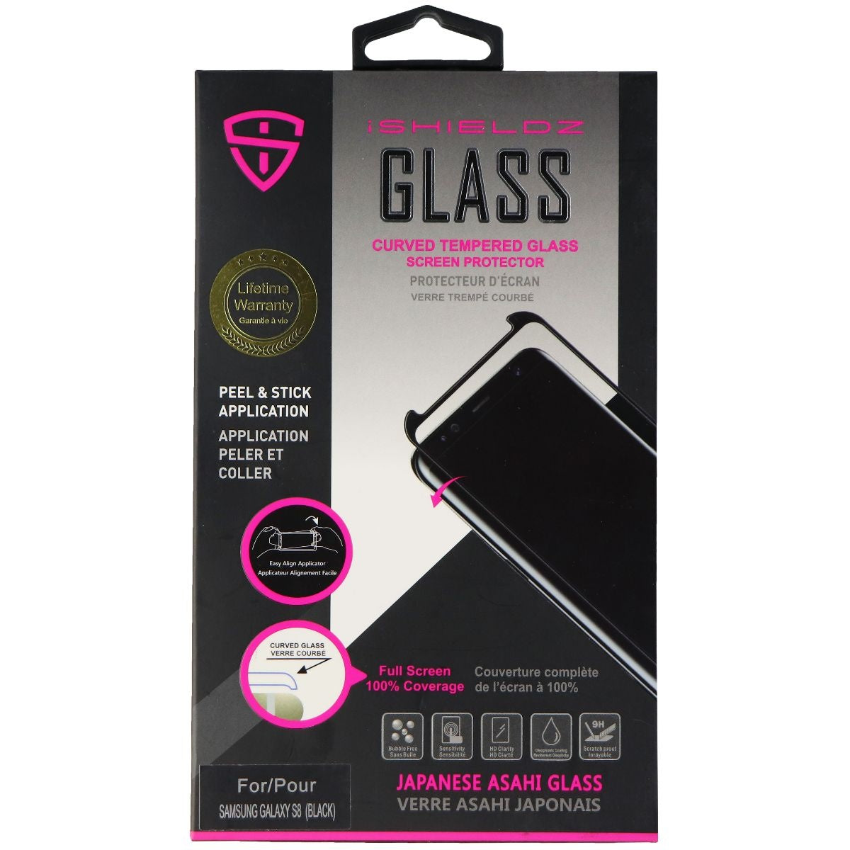 iShieldz Asahi Glass Screen Protector for Samsung Galaxy S8 - Black Cell Phone - Cases, Covers & Skins iShieldz    - Simple Cell Bulk Wholesale Pricing - USA Seller