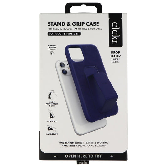 Clckr Stand & Grip Series Hard Case for Apple iPhone 11 Smartphones - Blue Cell Phone - Cases, Covers & Skins Clckr    - Simple Cell Bulk Wholesale Pricing - USA Seller