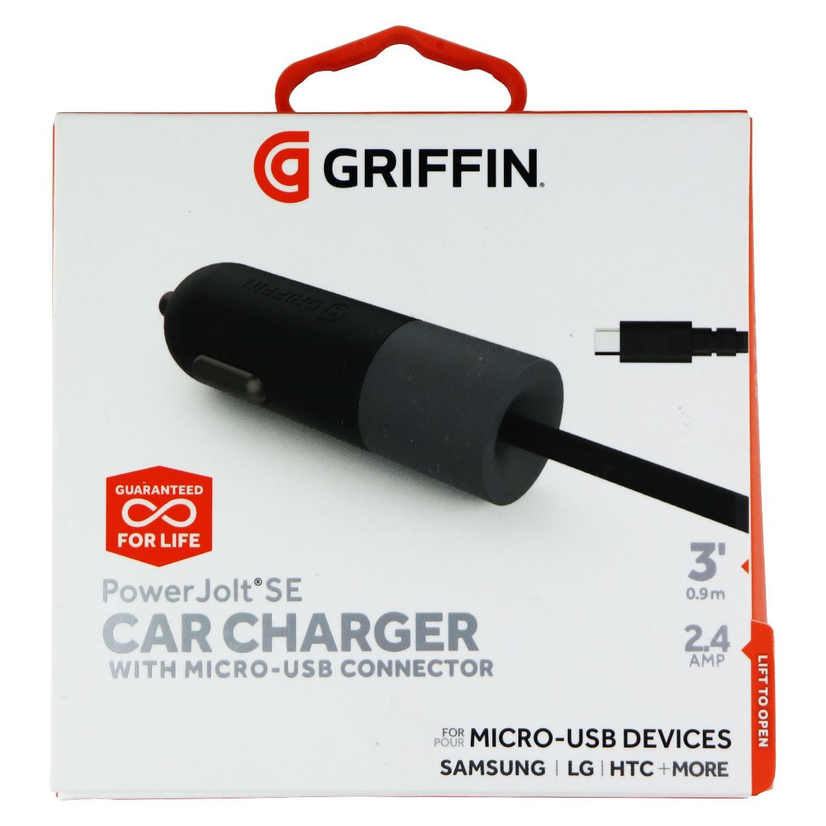 Griffin (2.4-Amp) PowerJolt SE Car Charger with Micro-USB Connector - Black/Gray Cell Phone - Chargers & Cradles Griffin    - Simple Cell Bulk Wholesale Pricing - USA Seller