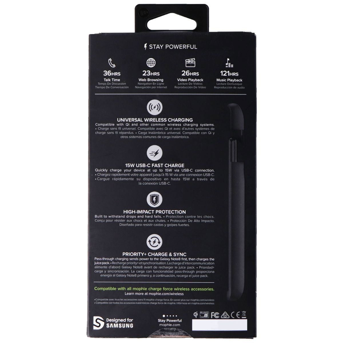 Mophie Juice Pack Protective Battery Case for Samsung Galaxy Note 8 - Black Cell Phone - Cases, Covers & Skins Mophie    - Simple Cell Bulk Wholesale Pricing - USA Seller