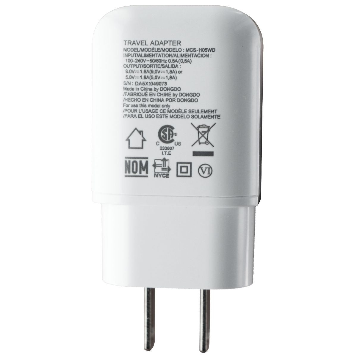 LG Fast Charge (5V/9V) Single USB Wall Charger/Adapter - White (MCS-H05W/ED) Cell Phone - Cables & Adapters LG    - Simple Cell Bulk Wholesale Pricing - USA Seller