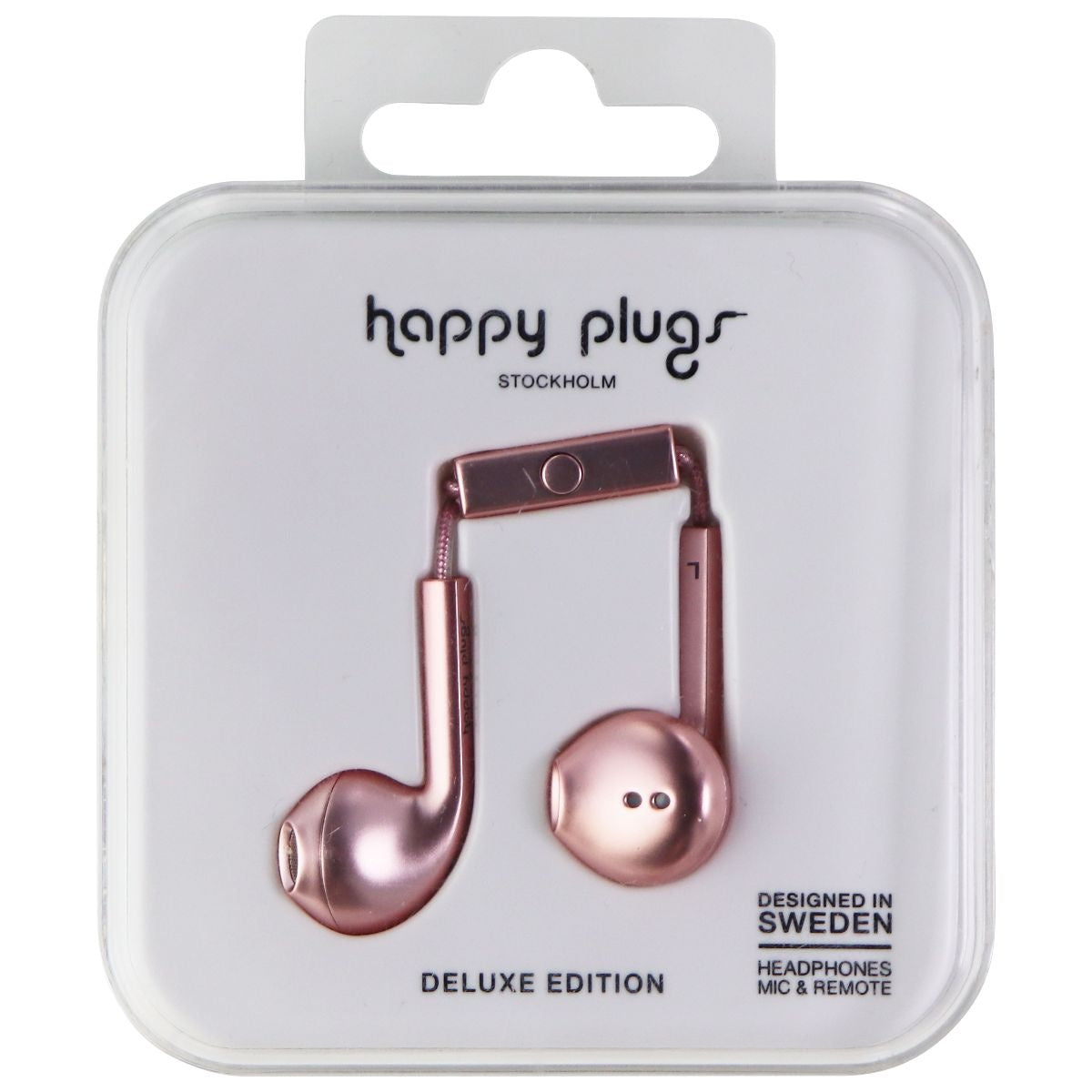 Happy Plugs Earbud Plus Headphones With Mic & Remote (7827) - Pink Gold Portable Audio - Headphones Happy Plugs    - Simple Cell Bulk Wholesale Pricing - USA Seller