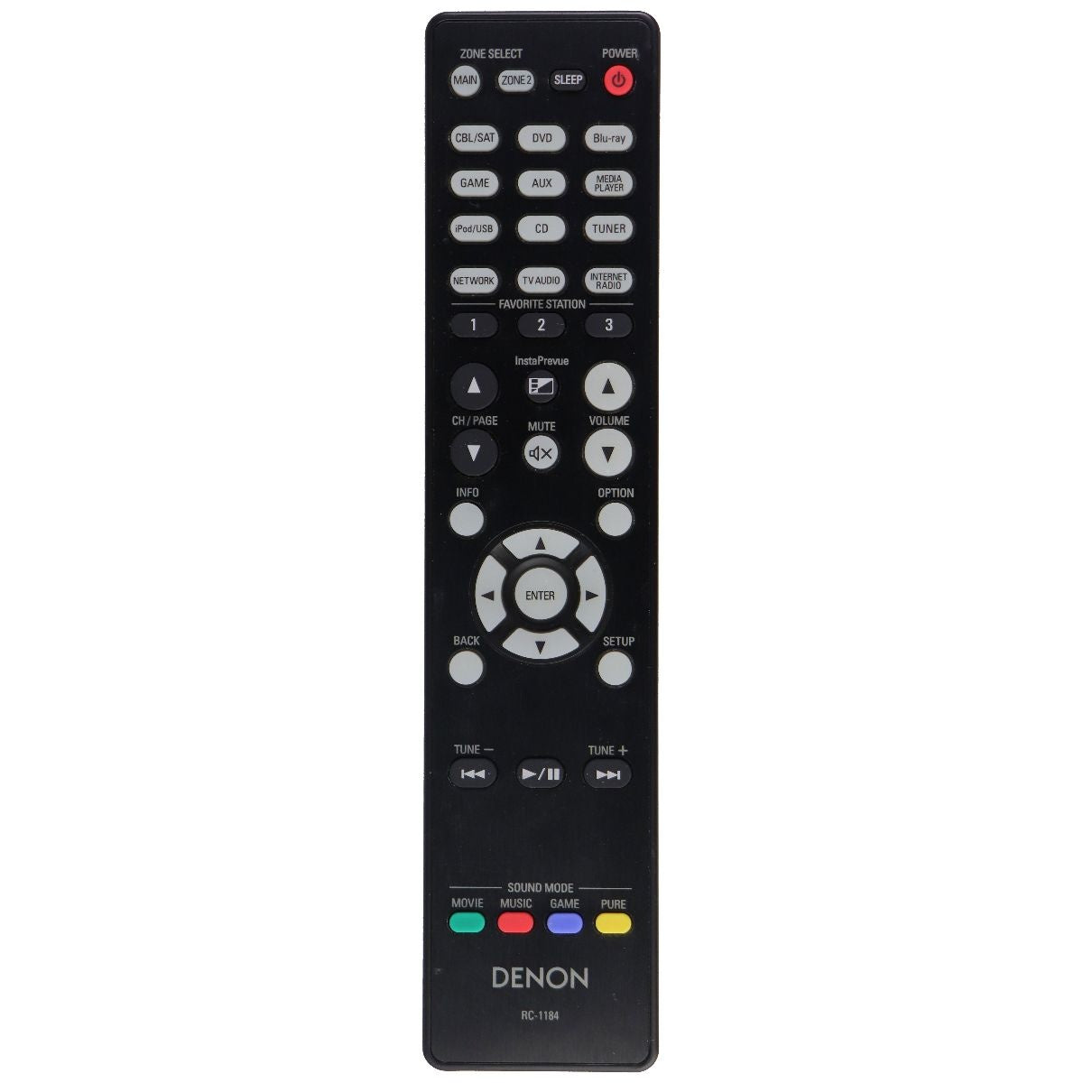 Denon OEM Remote Control (RC-1184) for Select Denon Systems - Black TV, Video & Audio Accessories - Remote Controls Denon    - Simple Cell Bulk Wholesale Pricing - USA Seller