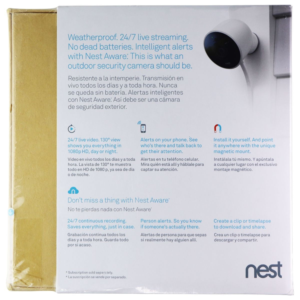 Nest Cam Outdoor Wi-Fi 1080p Security Camera with Night Vision - White NC2100ES Home Surveillance - Security Cameras Google    - Simple Cell Bulk Wholesale Pricing - USA Seller