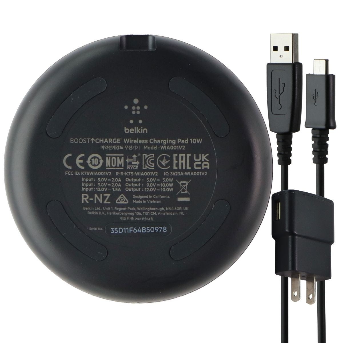 Belkin BoostCharge Wireless 10W Charging Pad - Black  (WIA001V2) Cell Phone - Chargers & Cradles Belkin    - Simple Cell Bulk Wholesale Pricing - USA Seller