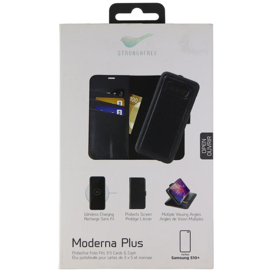 StrongNFree Moderna Plus Series Wallet Case for Samsung S10+ (Plus) - Black Cell Phone - Cases, Covers & Skins StrongNFree    - Simple Cell Bulk Wholesale Pricing - USA Seller