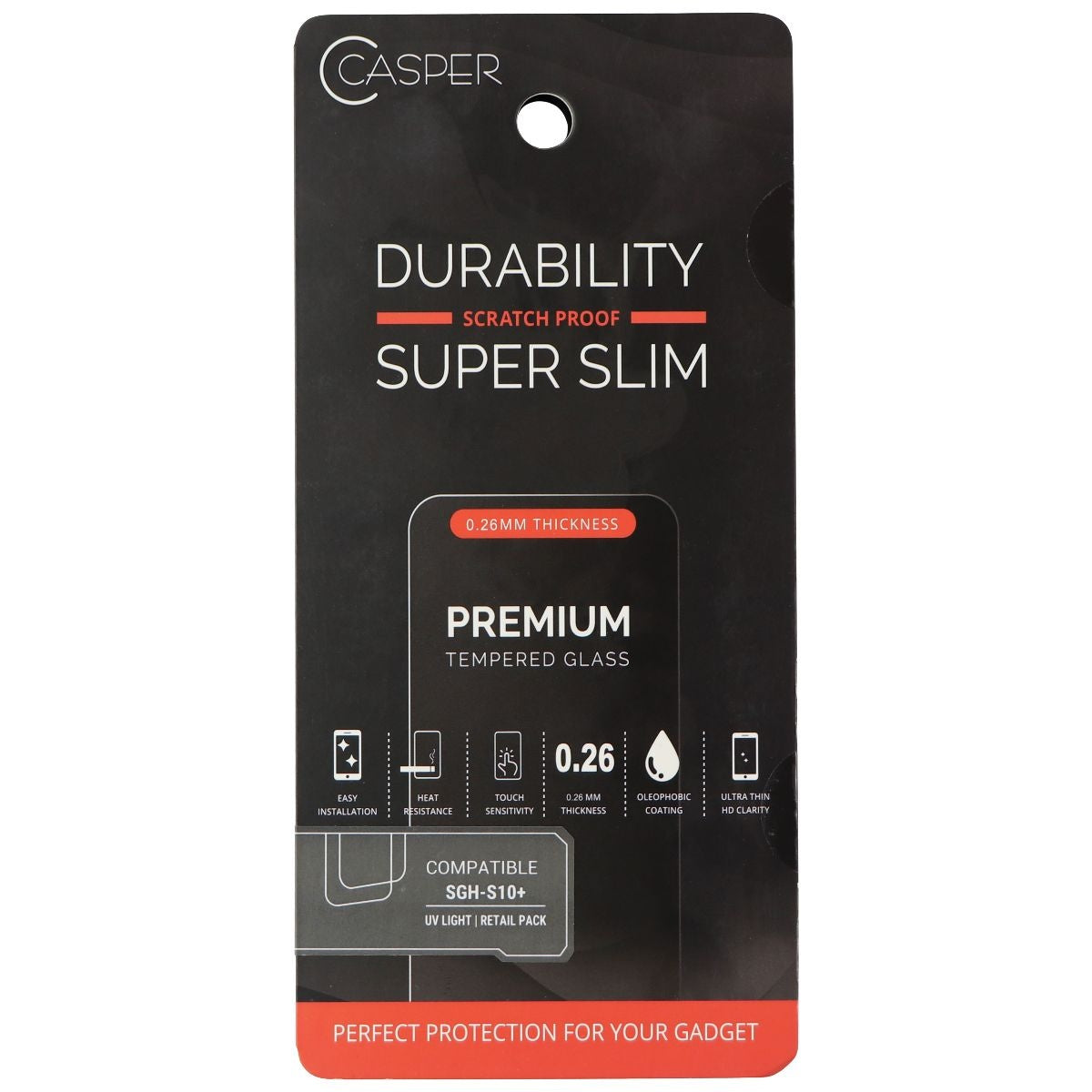 Casper Durability Super Slim 0.26mm Tempered Glass for Samsung Galaxy S10+ Plus Cell Phone - Screen Protectors Casper    - Simple Cell Bulk Wholesale Pricing - USA Seller