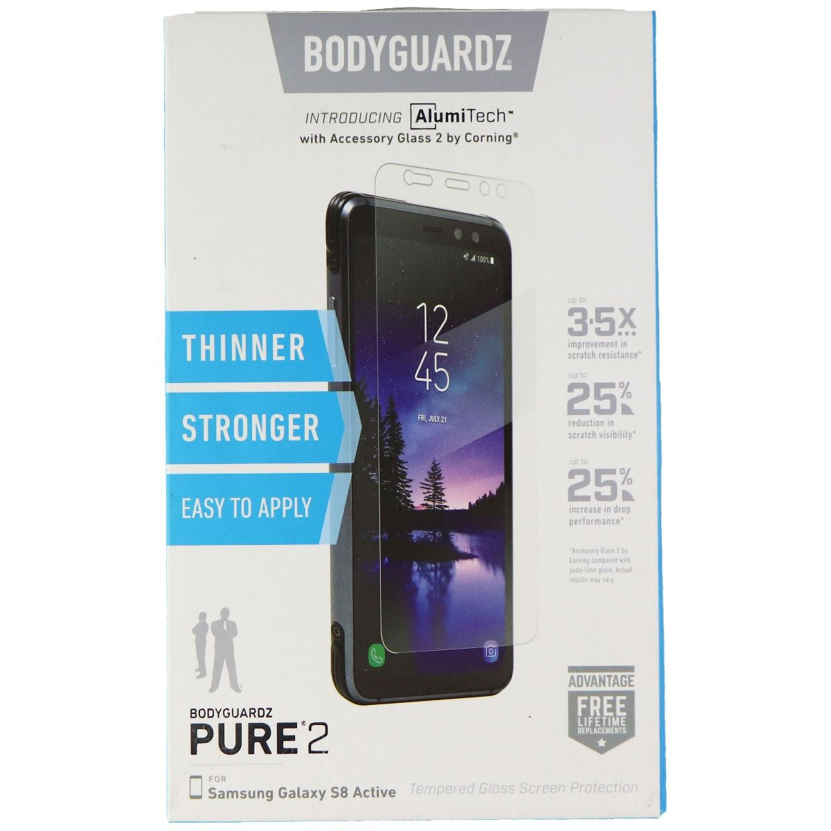 BodyGuardz Pure 2 Series Tempered Glass for Samsung Galaxy S8 Active - Clear Cell Phone - Screen Protectors BODYGUARDZ    - Simple Cell Bulk Wholesale Pricing - USA Seller
