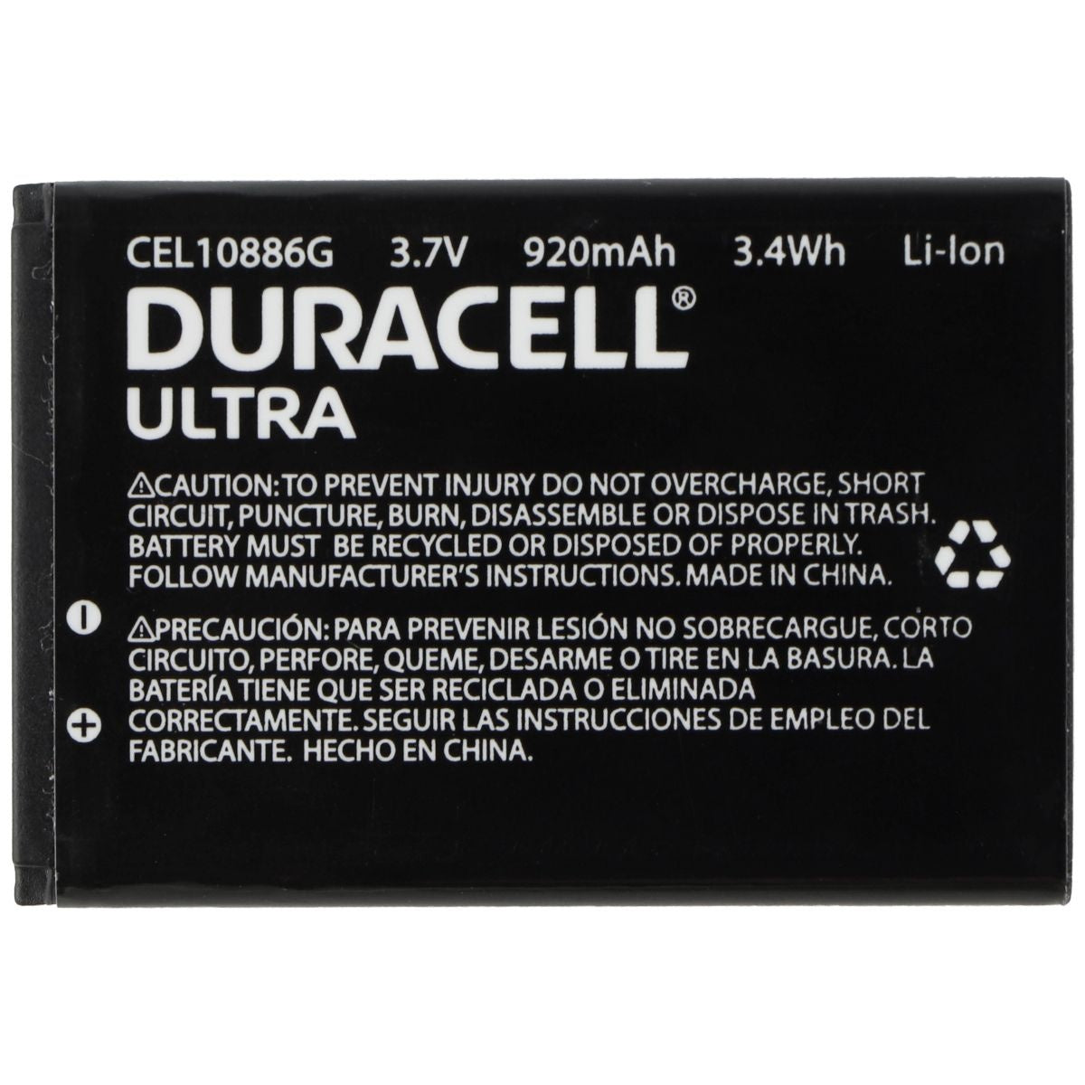 Duracell Ultra CEL10886G (3.7V/920mAh/3.4Wh) Li-Ion Battery Computer Parts - Power Supplies Duracell    - Simple Cell Bulk Wholesale Pricing - USA Seller
