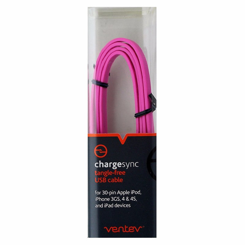 Ventev ( 529927)  Charge/Sync tangle-free USB Cable for 30 Pin Devices - Pink Cell Phone - Cables & Adapters Ventev    - Simple Cell Bulk Wholesale Pricing - USA Seller
