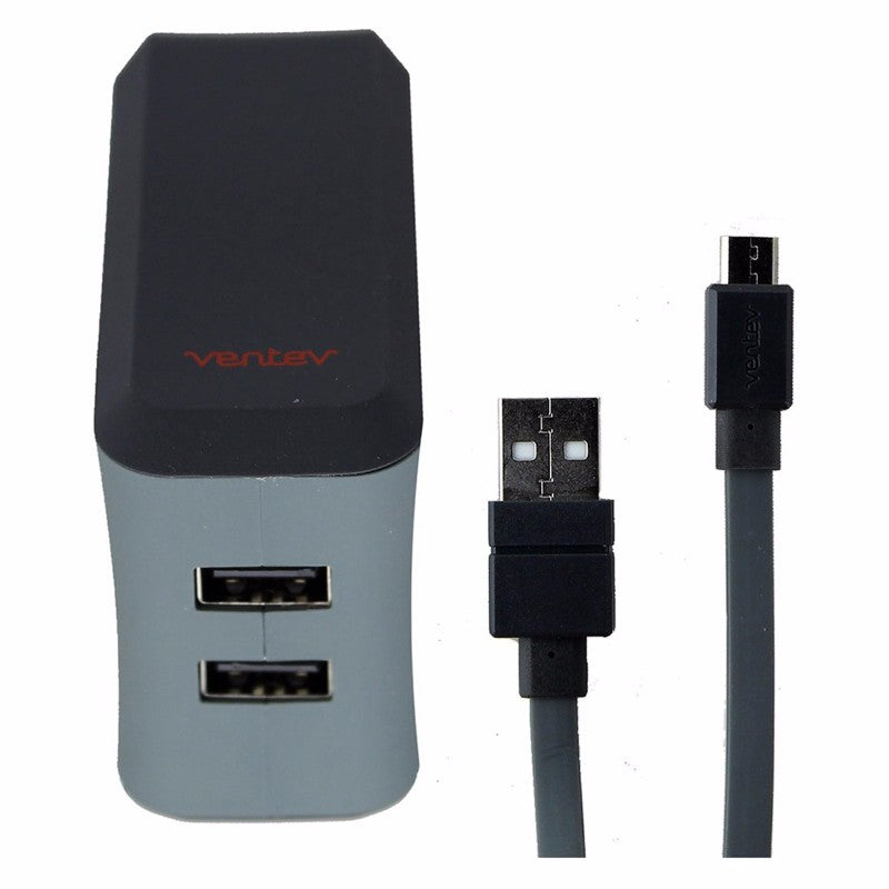 Ventev (504859) 3.3Ft 2port Wall Charger & Cable for Micro USB Devices - Gray Cell Phone - Cables & Adapters Ventev    - Simple Cell Bulk Wholesale Pricing - USA Seller