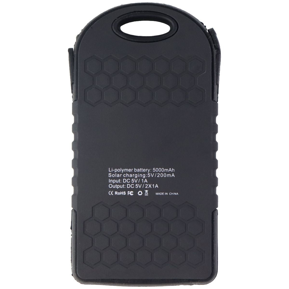 Solar Charging 5000mAh USB Power Bank Portable Charger - Matte Black Cell Phone - Chargers & Cradles Unbranded    - Simple Cell Bulk Wholesale Pricing - USA Seller