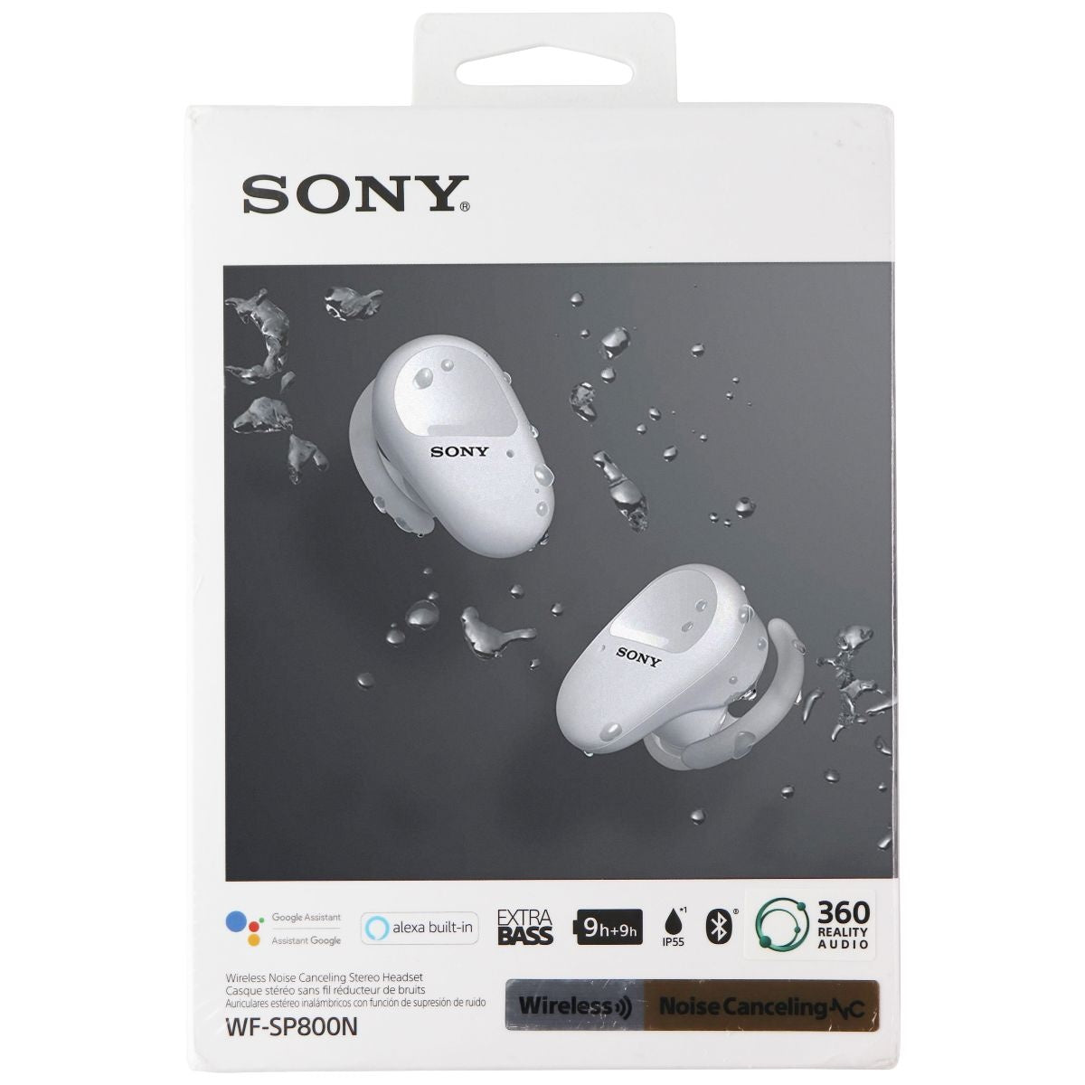 Sony WF-SP800N True Wireless Noise-Cancelling In-Ear Headphones - White Portable Audio - Headphones Sony    - Simple Cell Bulk Wholesale Pricing - USA Seller