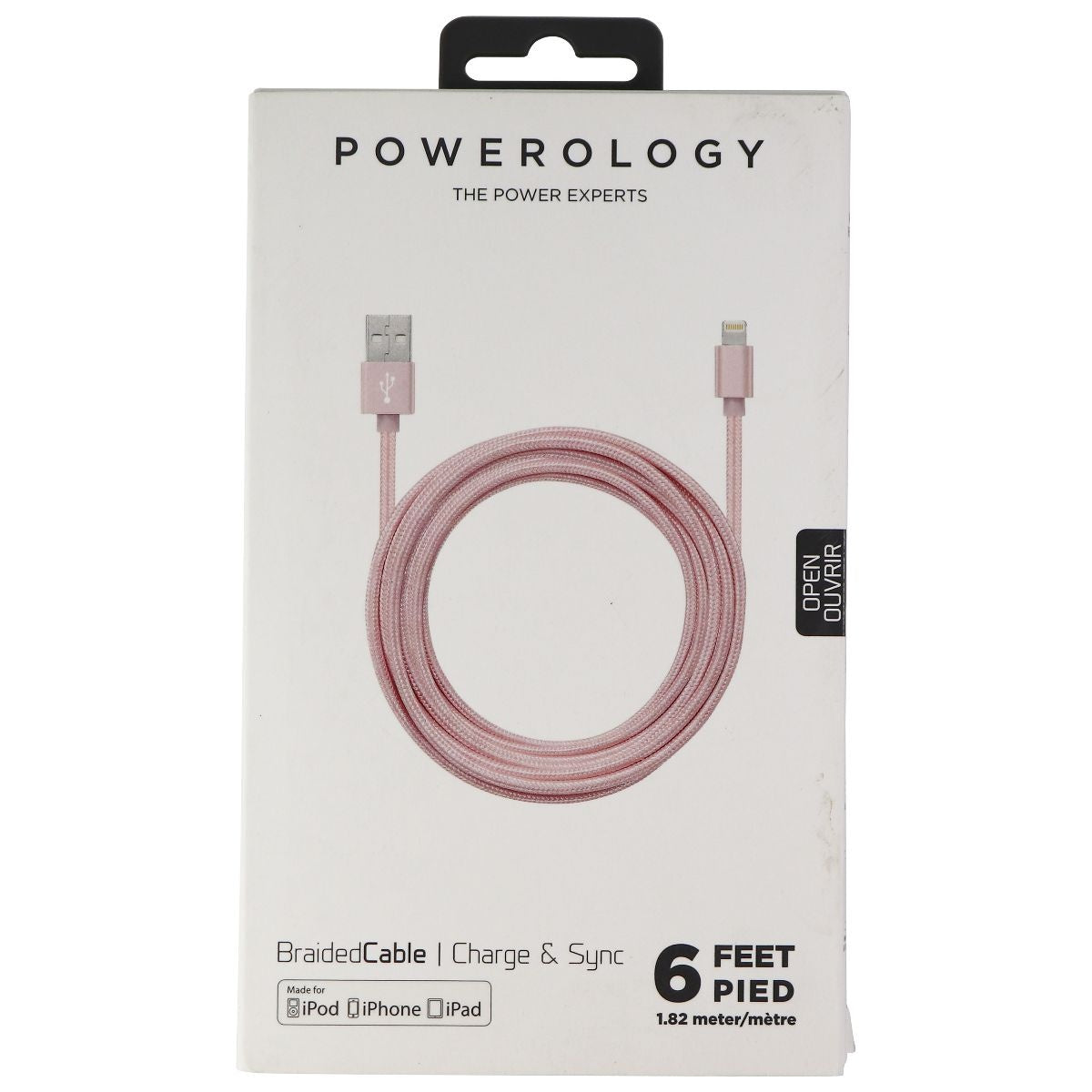 Powerology 6 Ft Braided MFi Certified USB Cable for iPhone/iPad/iPod - Rose Gold Cell Phone - Cables & Adapters Powerology    - Simple Cell Bulk Wholesale Pricing - USA Seller