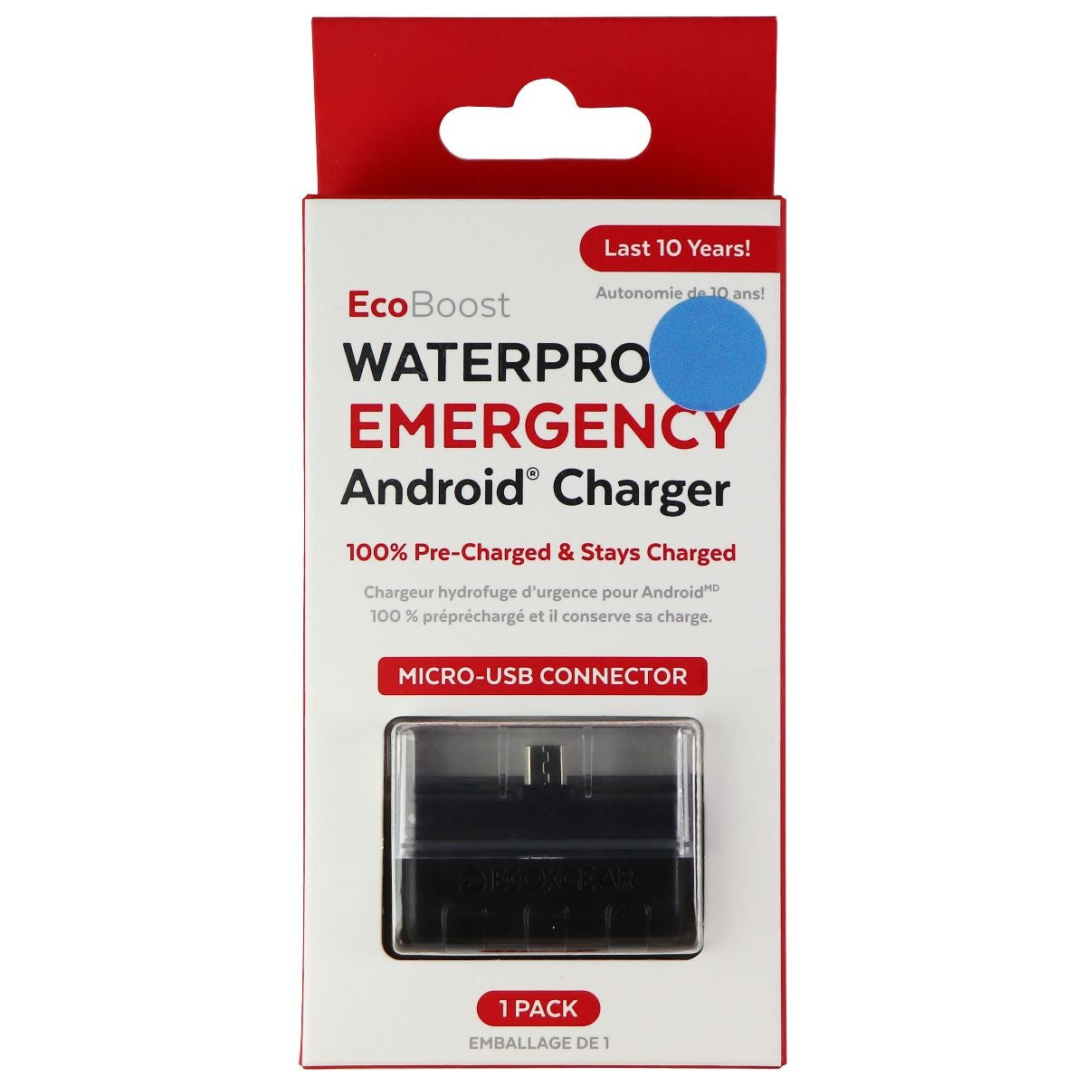 EcoBoost Waterproof Emergency Mini Battery Bank for Micro-USB Devices - Black Cell Phone - Chargers & Cradles ECOXGEAR    - Simple Cell Bulk Wholesale Pricing - USA Seller
