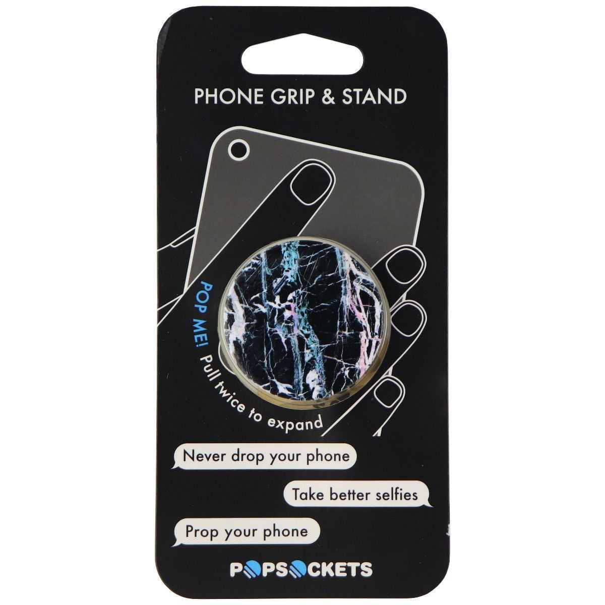 PopSockets: Collapsible Grip & Stand for Phones & Tablets - Black Marble Cell Phone - Mounts & Holders PopSockets    - Simple Cell Bulk Wholesale Pricing - USA Seller