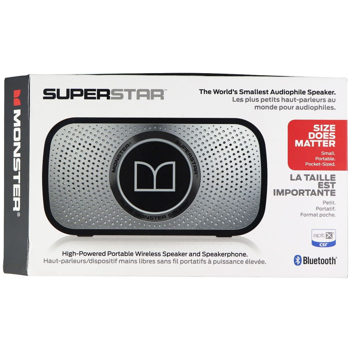 Monster SuperStar Portable Wireless Speaker and Speakerphone Silver and Black Cell Phone - Audio Docks & Speakers Monster    - Simple Cell Bulk Wholesale Pricing - USA Seller