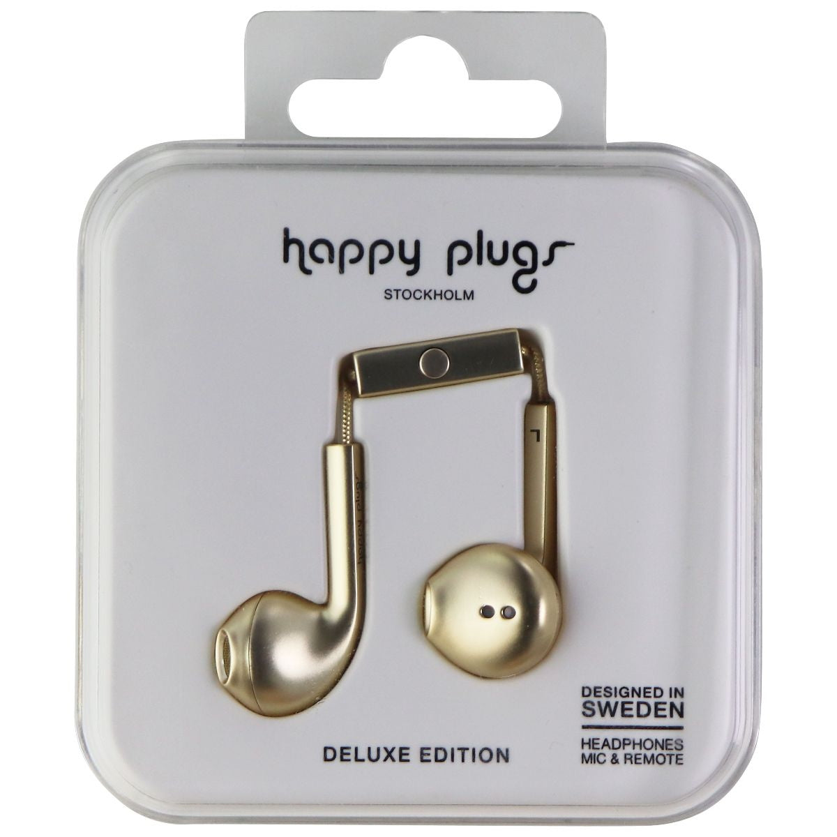 Happy Plugs Earbud Headphones With Mic & Remote (7727) - Deluxe Gold Champagne Portable Audio - Headphones Happy Plugs    - Simple Cell Bulk Wholesale Pricing - USA Seller