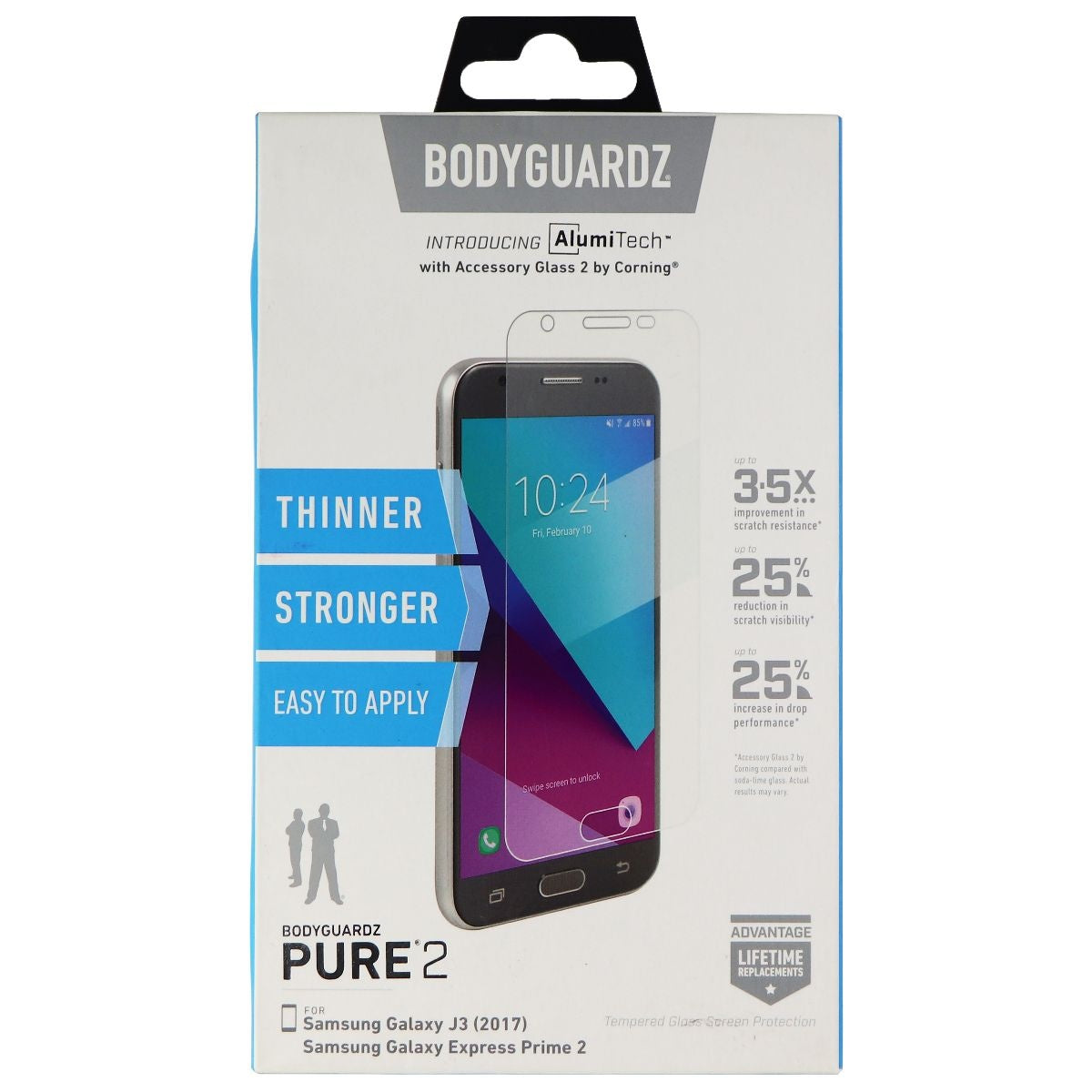 BodyGuardz Pure 2 Series Tempered Glass for Samsung Galaxy J3 (2017) - Clear Cell Phone - Screen Protectors BODYGUARDZ    - Simple Cell Bulk Wholesale Pricing - USA Seller