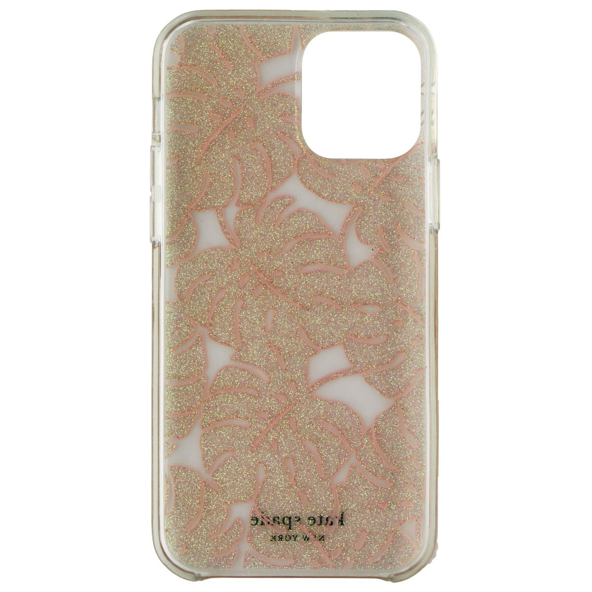 Kate Spade Hardshell Case for iPhone 12/12 Pro - Island Leaf Pink Glitter Cell Phone - Cases, Covers & Skins Kate Spade    - Simple Cell Bulk Wholesale Pricing - USA Seller