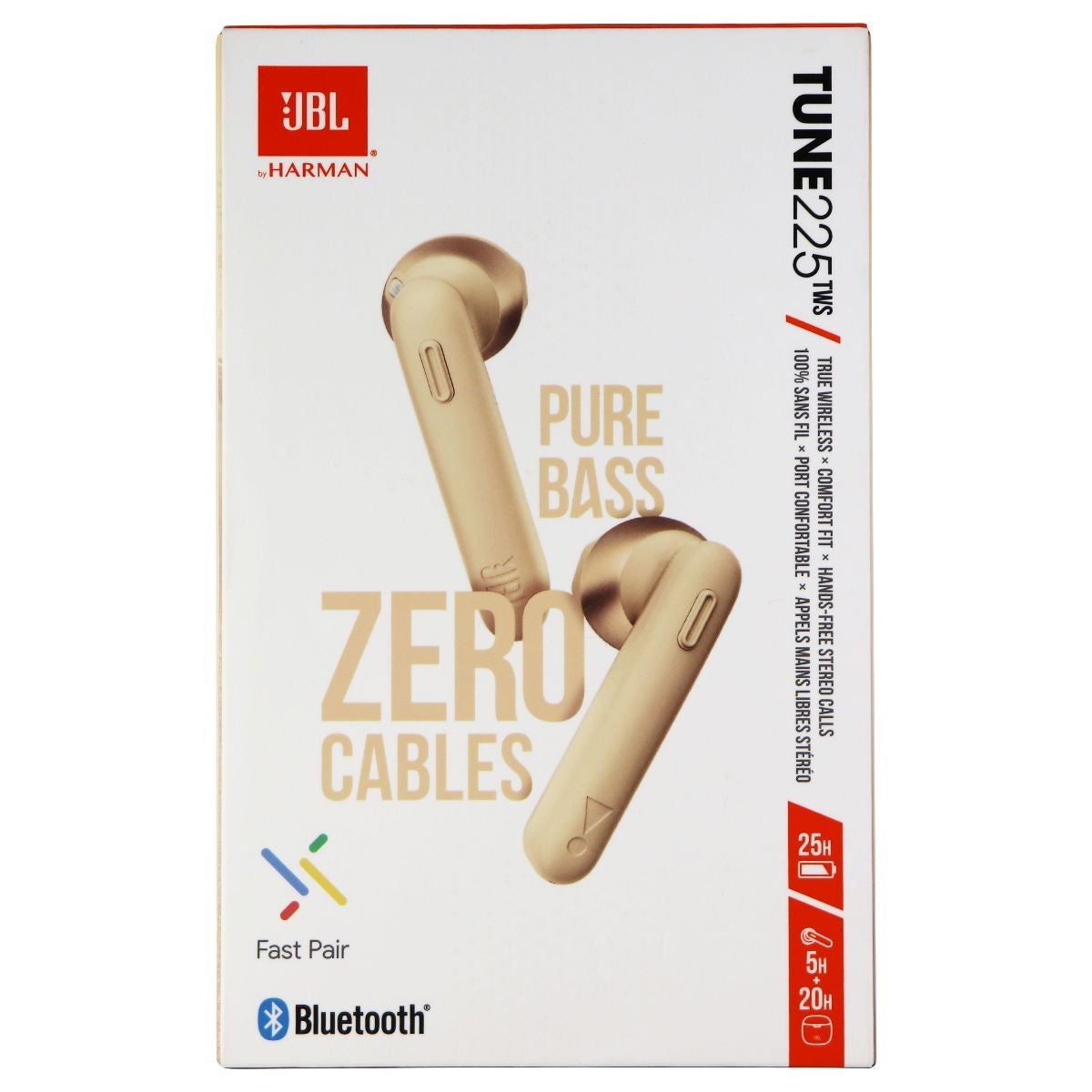 JBL Tune 225TWS True Wireless In-Ear Bluetooth Headphones - Gold Portable Audio - Headphones JBL    - Simple Cell Bulk Wholesale Pricing - USA Seller