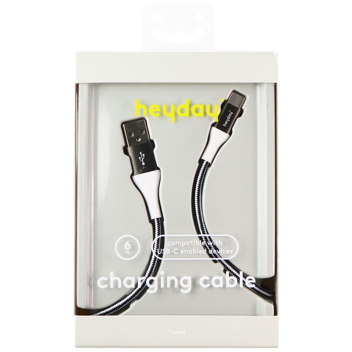 Heyday USB-C to USB Charging Cable (6FT) - Black/White Cell Phone - Cables & Adapters Heyday    - Simple Cell Bulk Wholesale Pricing - USA Seller