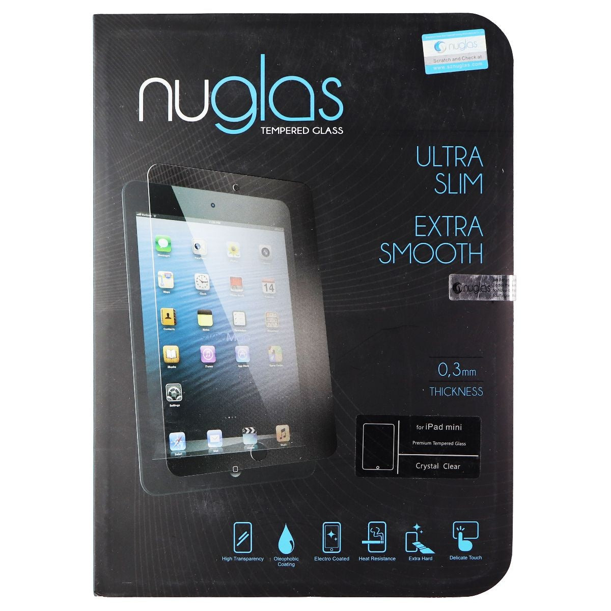 NuGlas Tempered Glass Screen Protector for Apple iPad Mini - Clear iPad/Tablet Accessories - Screen Protectors Nuglas - Simple Cell Bulk Wholesale Pricing - USA Seller