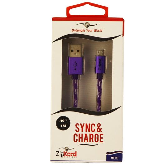 ZipKord (ZKCB5PEBL14) 3Ft Charge & Sync Data Cable for Micro USB Devices- Purple Cell Phone - Cables & Adapters ZipKord    - Simple Cell Bulk Wholesale Pricing - USA Seller